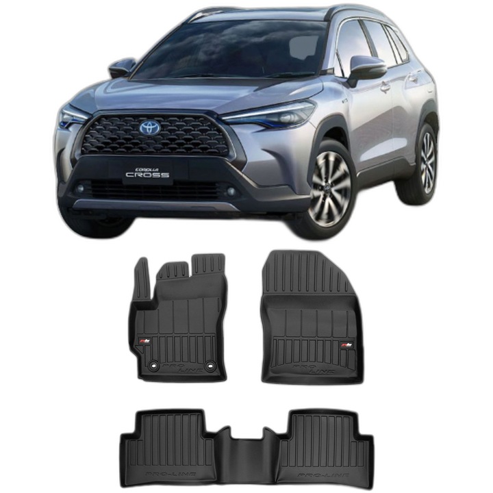 Set Covorase Auto Tip Tavita Toyota Corolla Cross Hybrid din 11.2022 - Prezent, Caroserie Suv, Fwd - Tractiune Fata, compatibile cu autoturismul Toyota Corolla Cross Hybrid