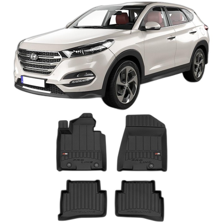 Set Covorase Auto Tip Tavita Hyundai Tucson Iii, din 07.2015 - 09.2020, Caroserie Suv Cu Pretensioner Centura De Siguranta In Spatele Scaunului Soferului, compatibile cu autoturismul Hyundai Tucson Iii