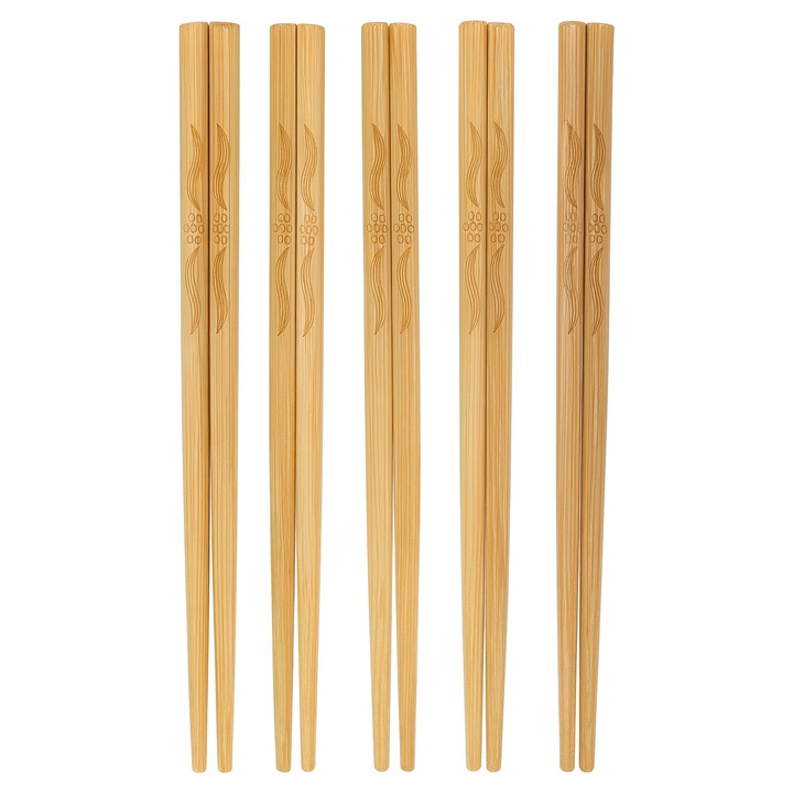 10 darabos kínai bambusz evőpálcika készlet, kézzel készített, újrafelhasználható, 27 cm, natúr