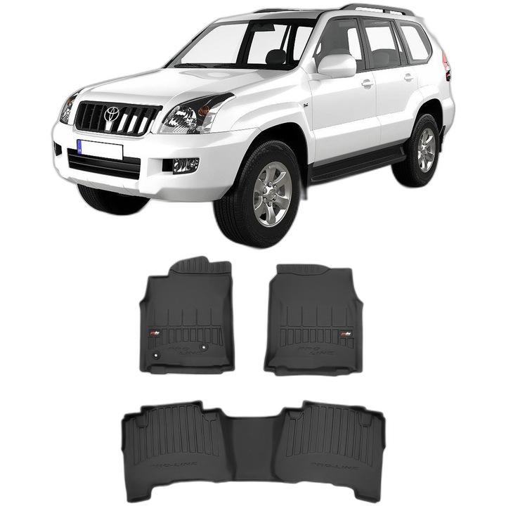 Set Covorase Auto Tip Tavita Toyota Land Cruiser J120 Prado, din 03.2003 - 2009, Caroserie Suv, compatibile cu autoturismul Toyota Land Cruiser J120 Prado
