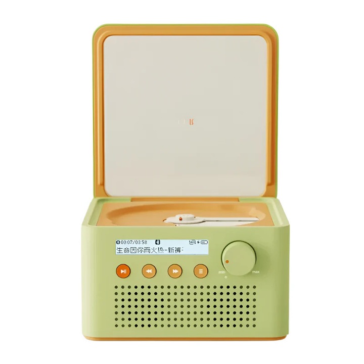 Retro CD-lejátszó, Bluetooth sztereó, HiFi hangzás, hordozható, újratölthető, világoszöld