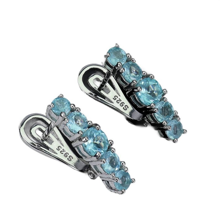 Cercei din argint 925 Songea cu apatit natural neon blue, 20x5mm, set