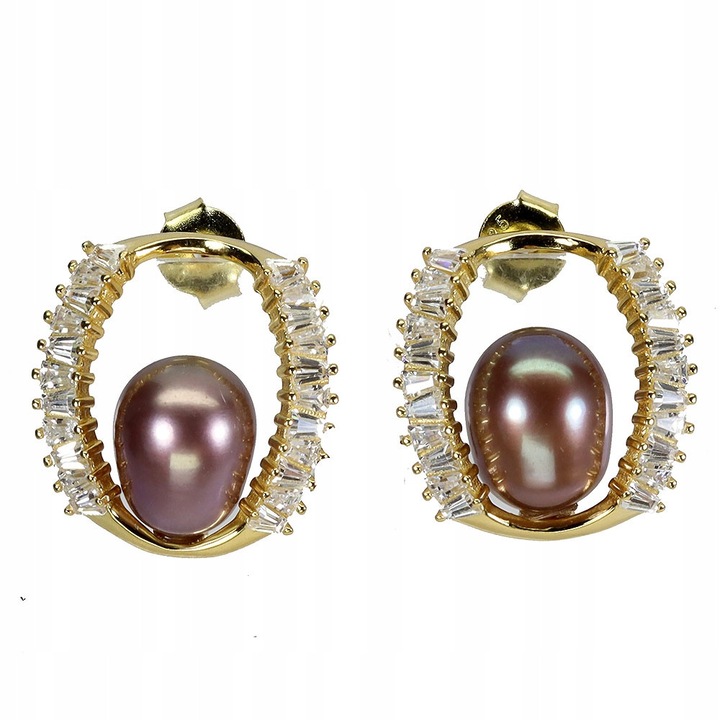 Cercei dama Songea, din argint 925, cu perle negre, 16x15mm