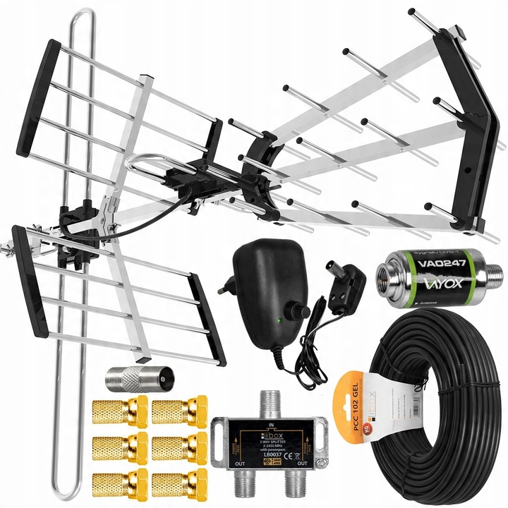 Vayox TV antenna, DVB-T/T2, beépített tápegységgel