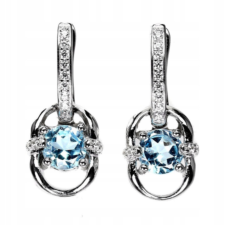 Cercei din argint 925, Songea, cu topaz, 24x10mm