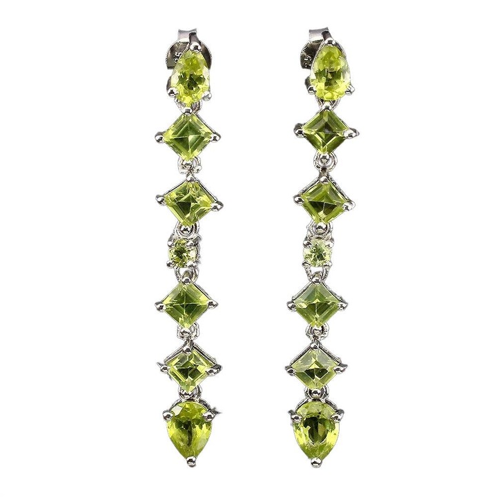 Cercei argint 925, Songea, cu peridot, 49x7mm, 4.95g
