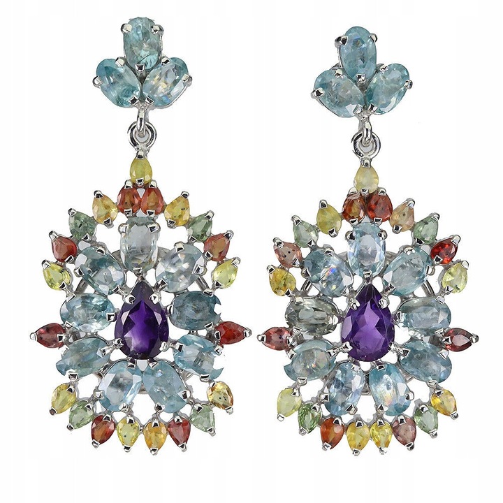 Cercei argint 925 cu ametist si safir Songea, 54x29mm