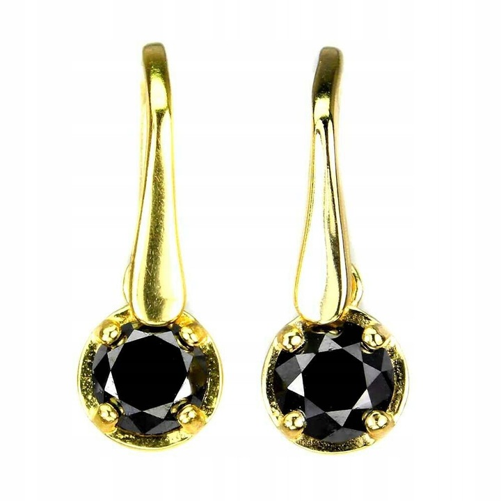 Cercei Songea, argint 925, diamante negre naturale 1.20ct, 15x6mm