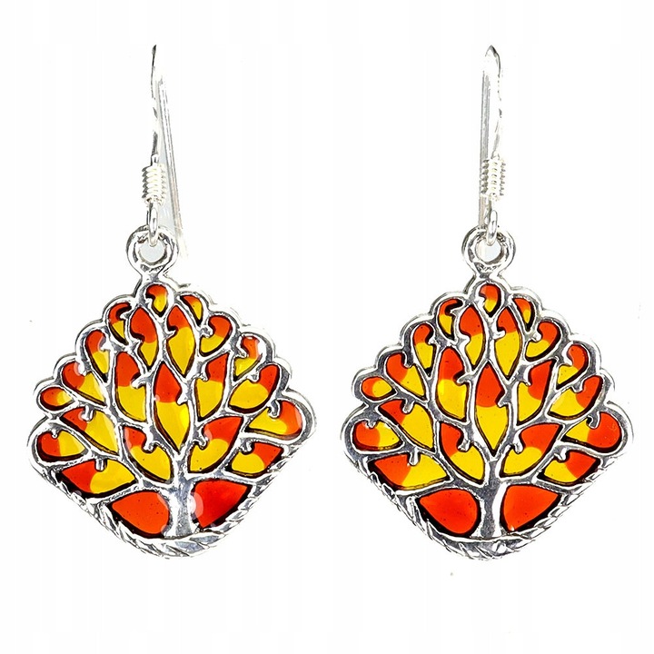 Cercei argint 925, Songea, emaliati, 35x20mm, 3.55g