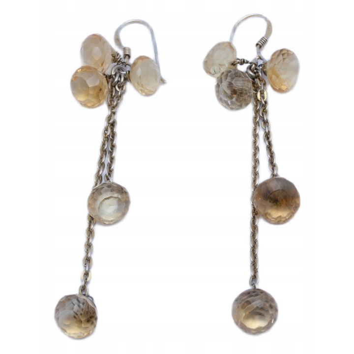 Cercei argint 925 cu citrine Songea, 67x14mm, 6.11g