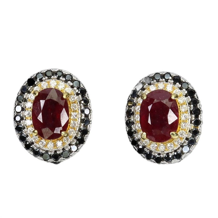 Cercei dama, Songea, argint 925/spinel, 13x11mm, multicolor