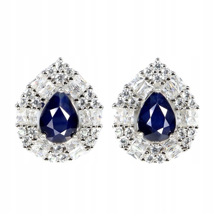 Cercei dama, Songea, safire naturale/argint, 16x13mm, 4.6g