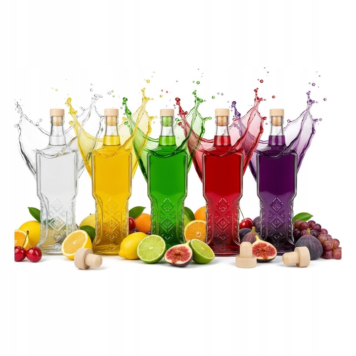 Set 5 Butelki Sticlă 500ml Bimberek, Cu Capac, Transparent, 25, 5x7, 5cm