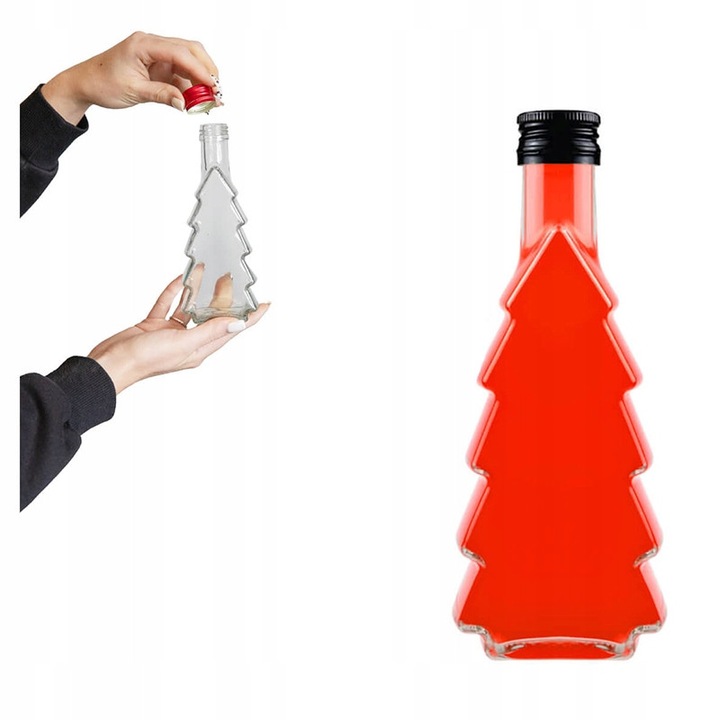 CHOINKA ünnepi üveg 250ml, üveg, fenyőfa alakú, átlátszó, tetővel együtt