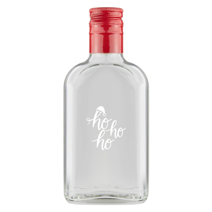 Set 10 Sticle PLATA 200 ml cu Imprimeu Ho Ho Ho, Bimberek, pentru Tincturi, Lichior, Vin