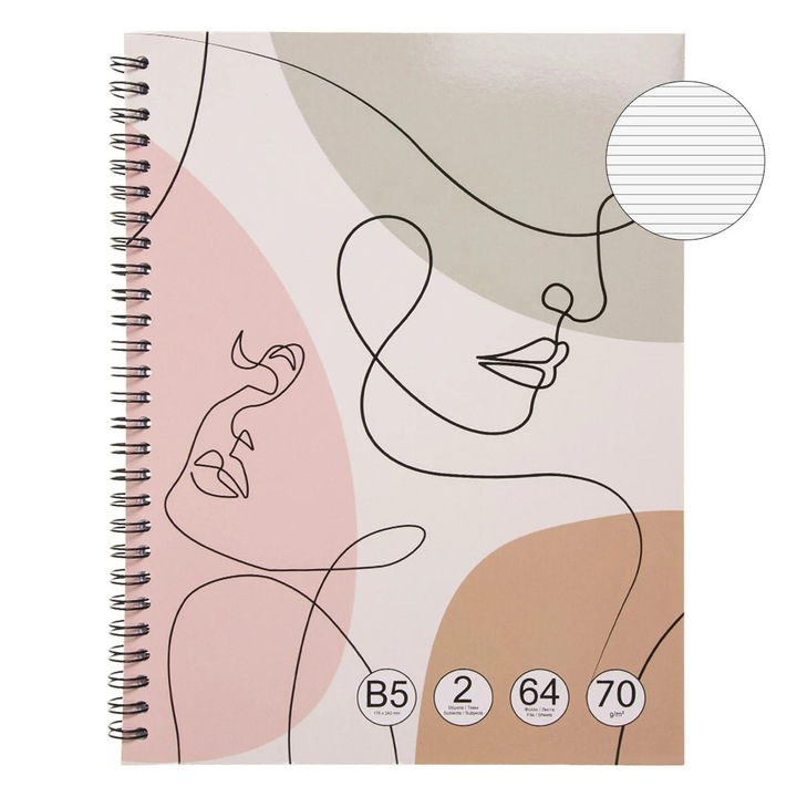 Caiet B5 Dictando cu Model Abstract cu Spirala & 2 Subiecte - 64F