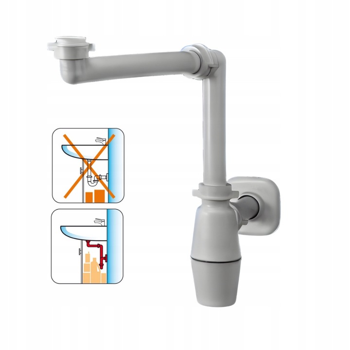 Sifon pentru chiuveta Lira, 32/40, gri, pentru bai si bucatarii
