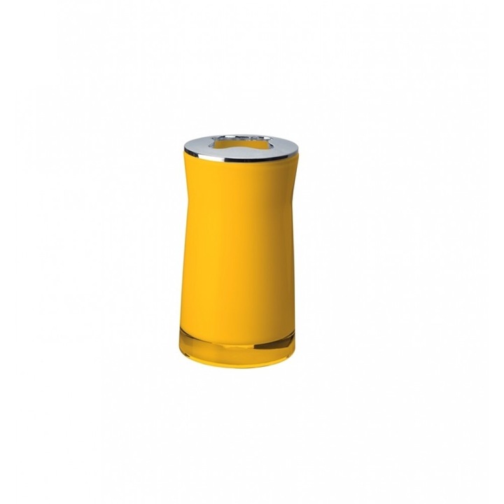 Suport pentru periute de dinti Ridder Disco, plastic acrilic, galben lucios
