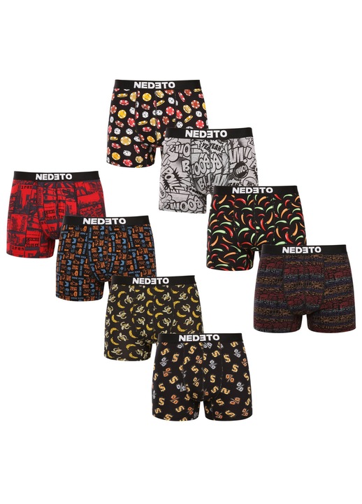 Set 8 perechi de boxeri barbati Nedeto, 8NBV2, bumbac/elastan, multicolor