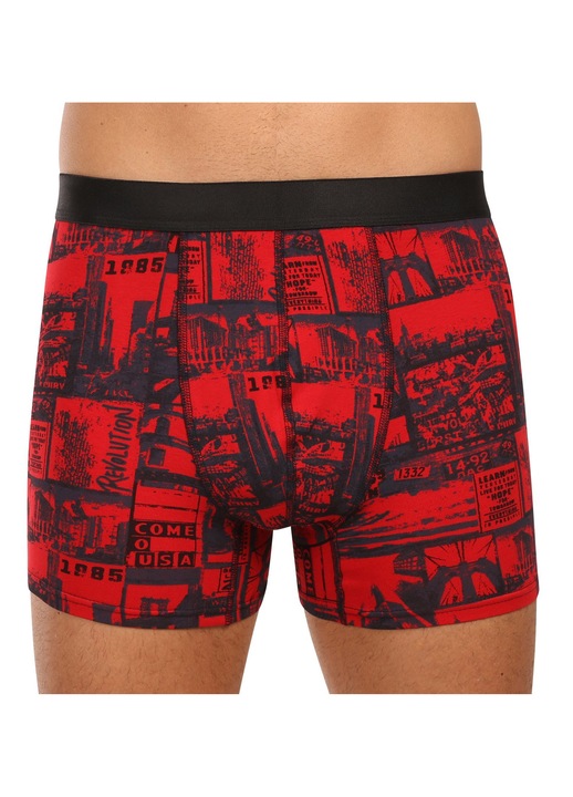 Boxeri barbati Nedeto 1NBV4, bumbac/elastan, rosu/negru, M INTL