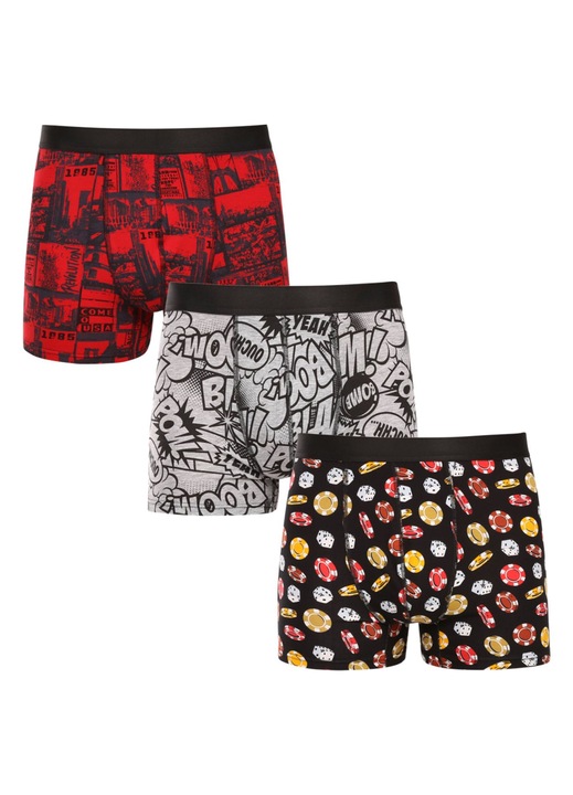 Set 3 perechi de boxeri barbati Nedeto 3NBV1, bumbac/elastan, multicolor