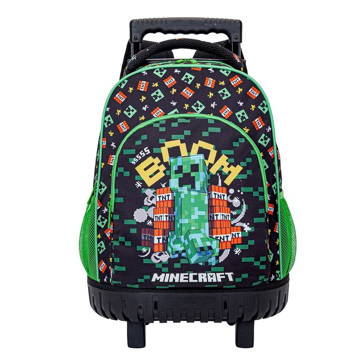 Fekete Zöld Minecraft Robbanás Gurulós Hátizsák