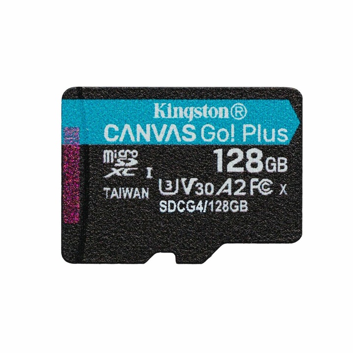 Kingston Micro SD карта 128 GB, UHS-I, 200 MB/s, Тюркоазена, с адаптер