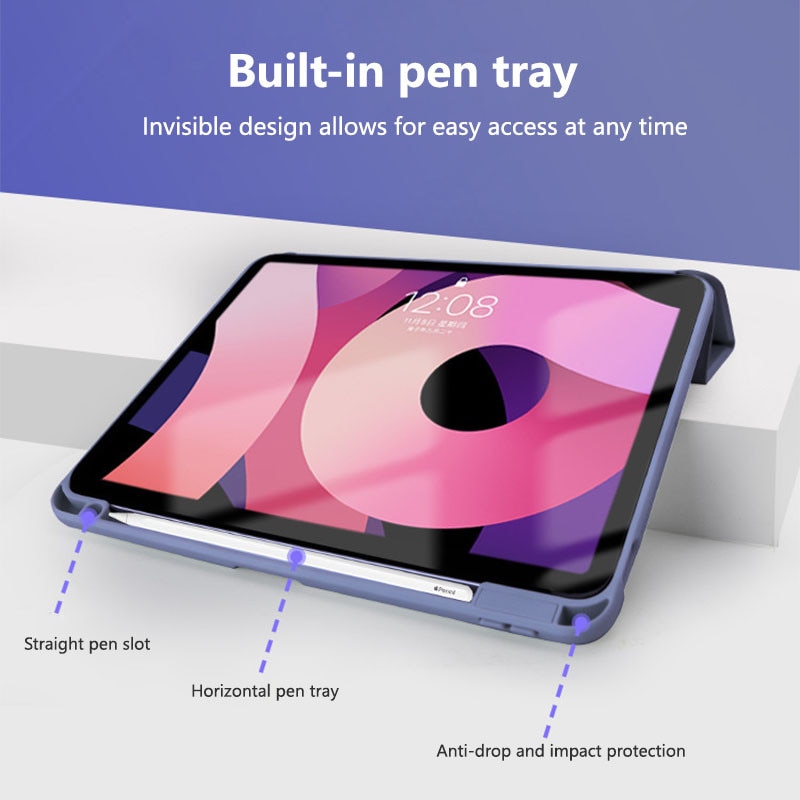 Husa protectie tableta Zeguer, pentru iPad Air 11" 2024/2025, suport pentru pix, roz