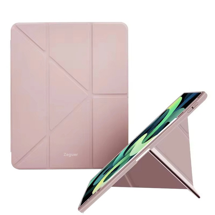 Калъф за таблет, Zeguer, за Apple iPad Air 11" 2024 / 2025 M2, M3, с поставка за писалка, функция събуждане/заспиване, розов