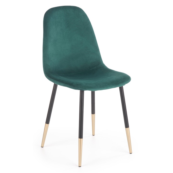Scaun K379 pentru dining, verde inchis, metalic, 45x48x88cm