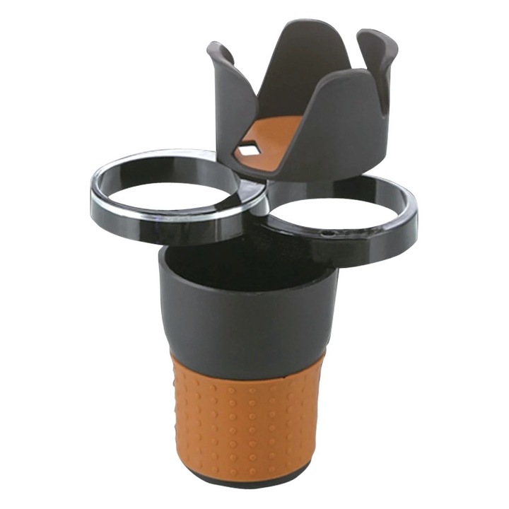 Forgatható, multifunkciós autós pohártartó 5 az 1-ben, fekete, 6,5-7,5x19 cm