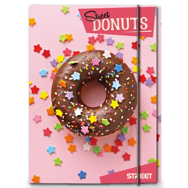 Папка с ластик STREET Donuts A4, асорти