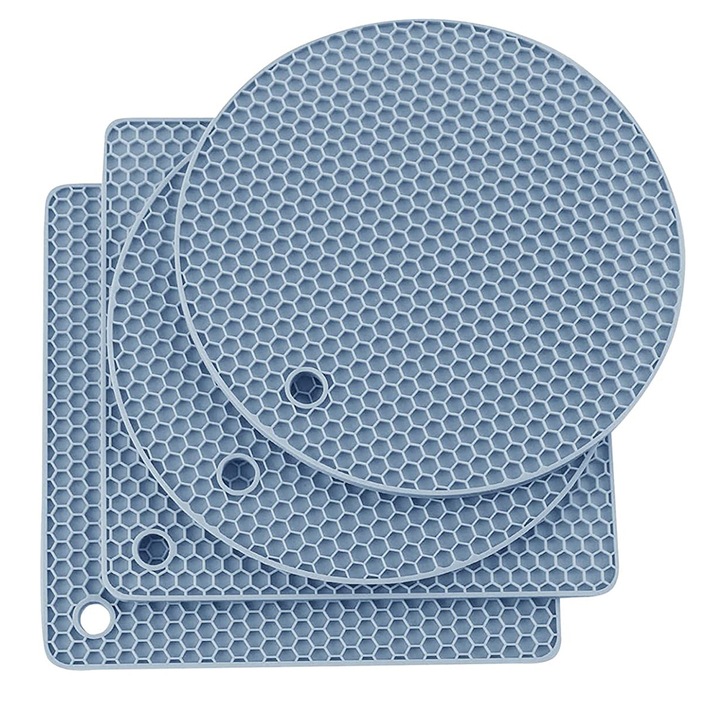 Комплект силиконови подложки, TodyJeyHo, 4 броя, сиви, 18x18 см