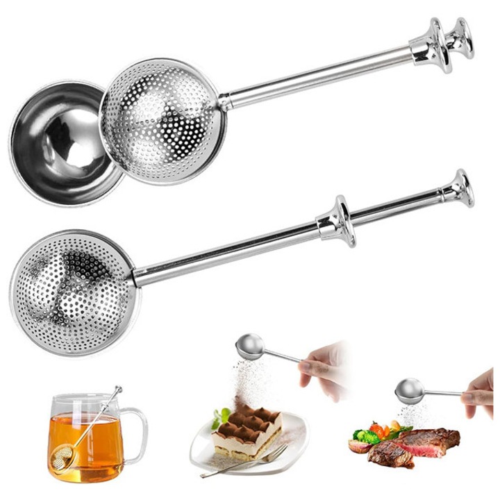 2 db rozsdamentes acél teafőző és szűrő pálca sütéshez, TodyJeyHo, többszínű, kompakt méretek