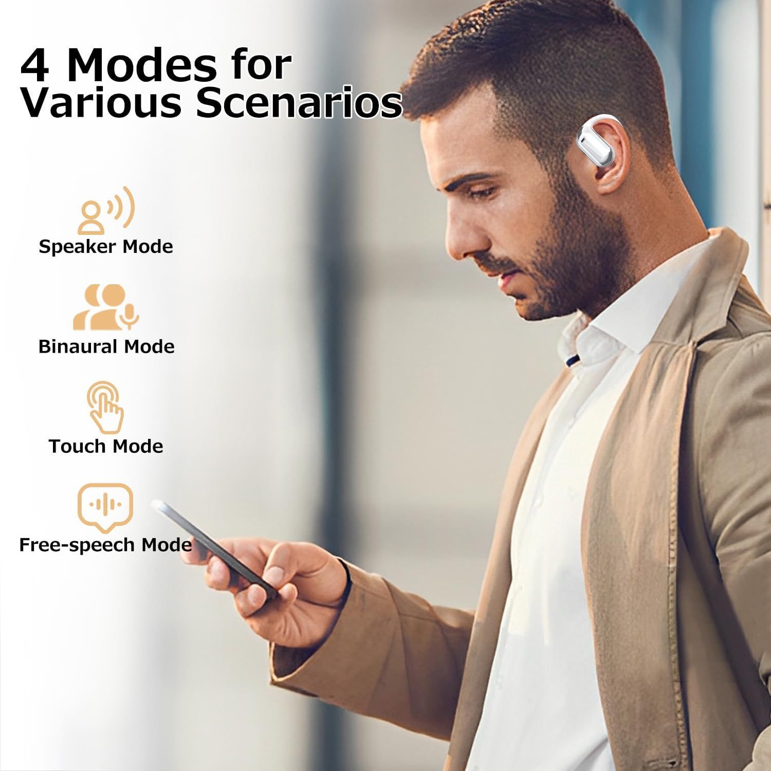 Casti Ai Casti Bluetooth cu Traducator AI in Timp Real, 144 Limbi, Ecran Tactil ...