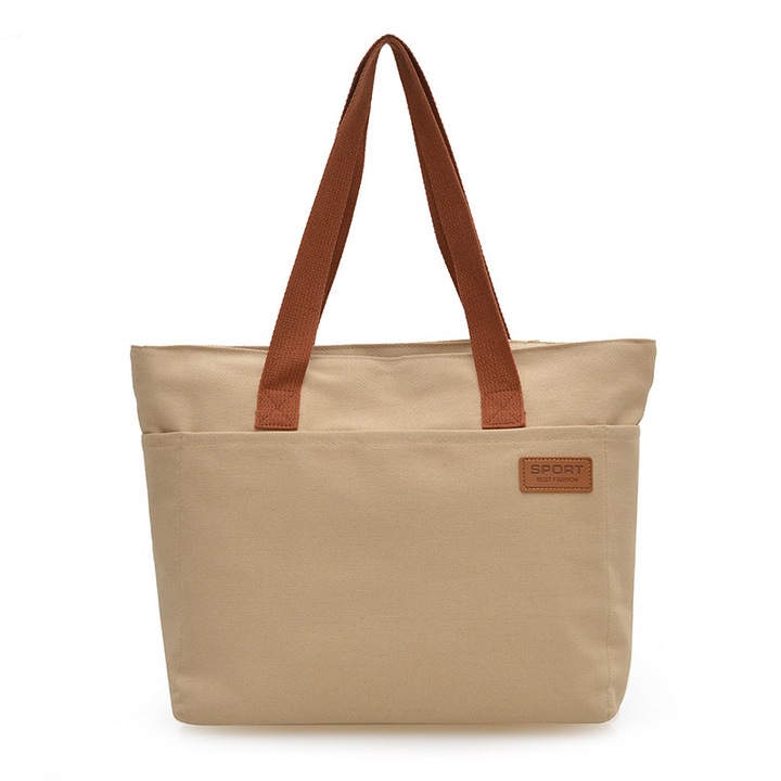 Geanta tote japoneza, capacitate mare, design simplu, culoare maro, 30x29x10cm