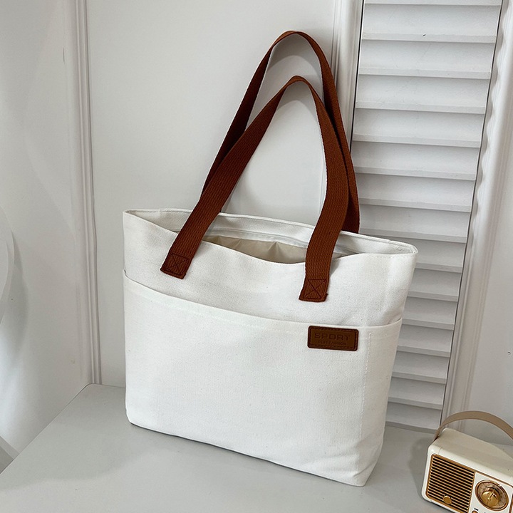 Geanta tote japoneza, capacitate mare, alb, 30x29x10cm