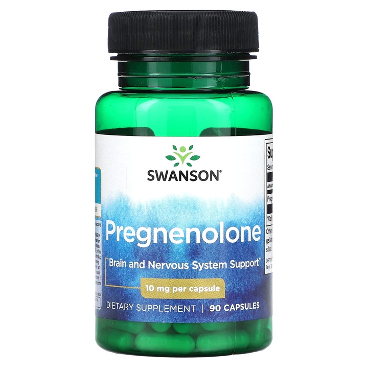 Supliment alimentar Swanson, Pregnenolon, 10 mg, 90 capsule, suport pentru creier si sistem nervos