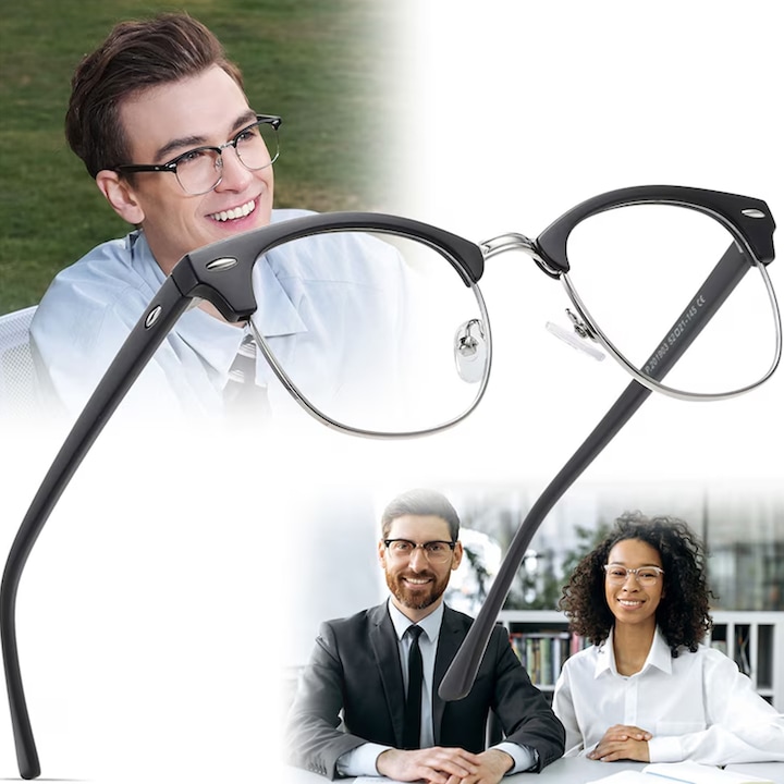 Ochelari Protectie Calculator, Axroad Mall, Rame de ochelari, Ecran Telefon, Televizor, Gaming, Anti lumina albastra, Antireflex, Fara dioptrii, Unisex, Pentru citit, cusut, Metal, 120*138*49mm, Negru