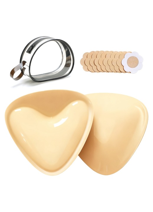 Discuri autoadezive pentru sutien ultra push-up | Insertii adezive fata-verso | Se aplica pentru sutien sport de baie, Bej