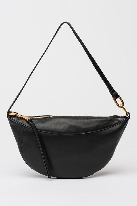 AllSaints, Geanta de piele cu bareta de umar Luna, Negru