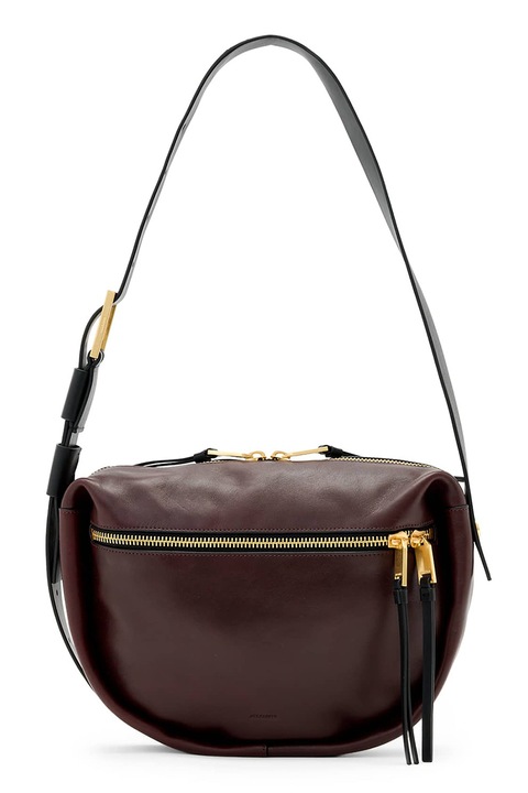 AllSaints, Noemie keresztpántos bőrtáska, Bordó, Fekete