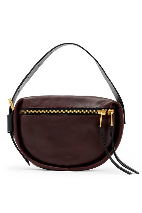 AllSaints, Geanta mica din piele cu bareta ajustabila de umar Noemie, Visiniu, Negru