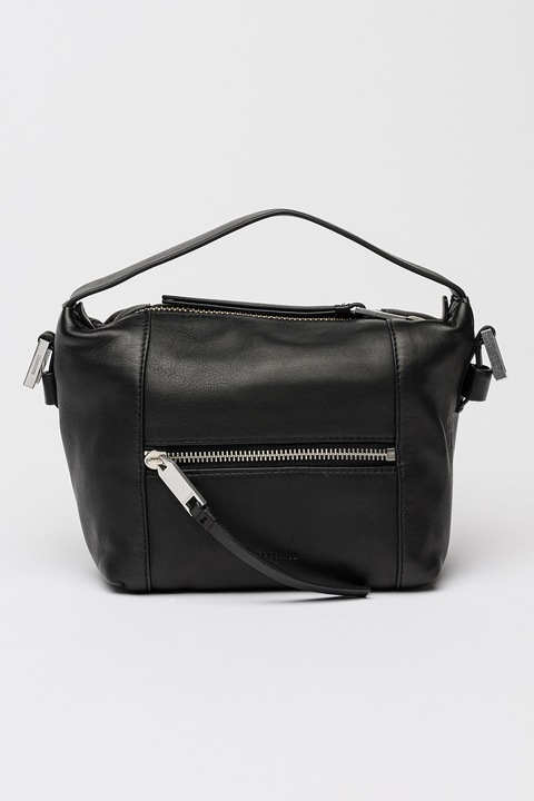 AllSaints, Geanta crossbody de piele cu bareta detasabila cu tinte Vega, Negru