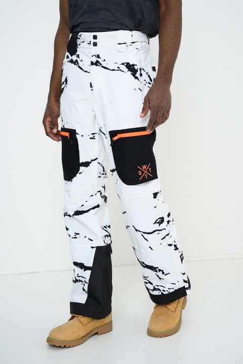 Watts, Pantaloni cu talie inalta pentru snowboarding, Alb/Negru