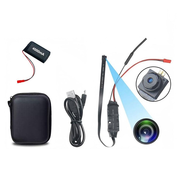 Zenitspy rejtett videókamera, 1080p, 2MP, WiFi, 128GB, hordozható, teljes készlet