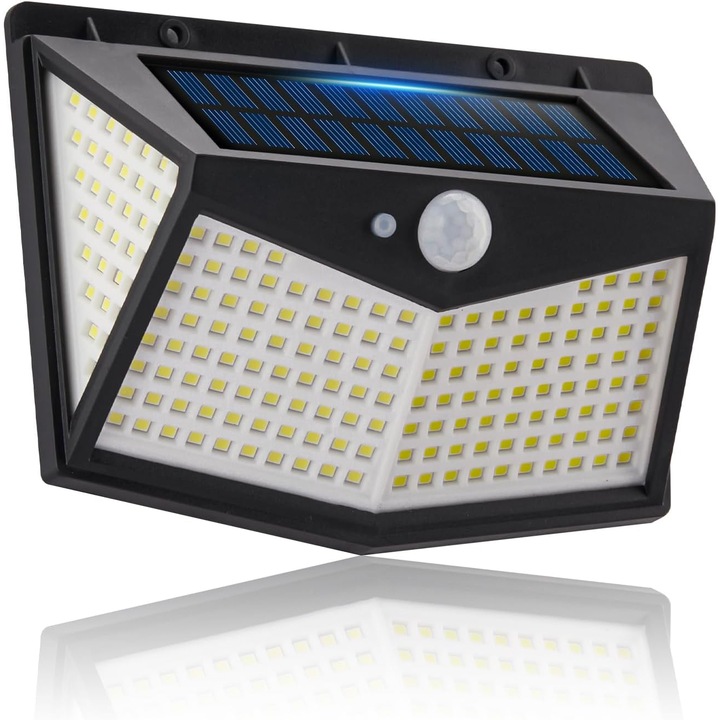 LEIISVK 212 LED външни лампи, с рефлектор и 3 режима на осветление, водоустойчиви IP65, на слънчева енергия за градина, тераса и двор, злато/черно