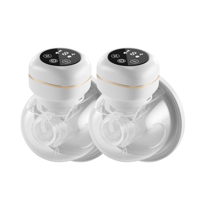 Pompa de san electrica, Pompa de san portabila, 3 moduri, 27 moduri reglabile, ecran tactil LED, masaj, functie de memorie, 150 ml, Baterie de 1100mAh, Anti-Reflux, Zgomot Redus, alb