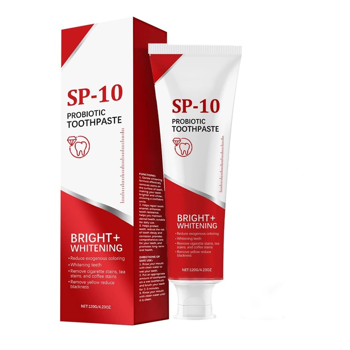 Професионална паста за зъби SP-10 за оптично избелване и укрепване на емайла, естествена свежест с дълготраен ментов вкус, нежна ежедневна грижа за чувствителни зъби