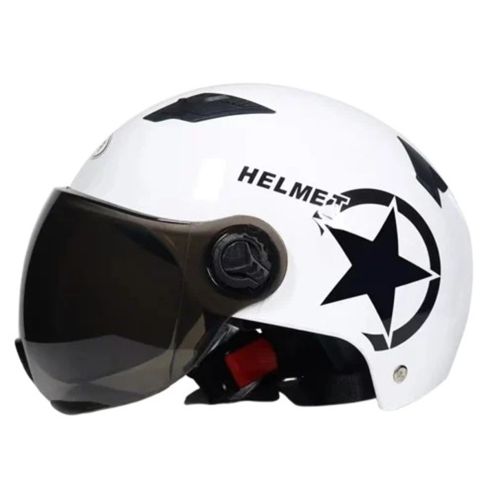 Casca protectie bicicleta/trotineta electrica FIXATO, Unisex, cu viziera detasabila, usoara si aerodinamica, marime universala 55-62 cm, Alba